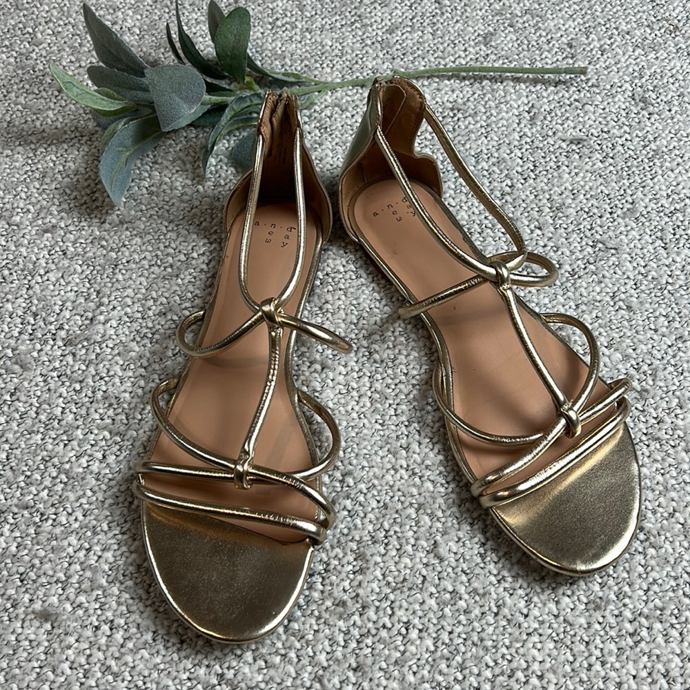 a new day Gold Strappy Flat Sandals